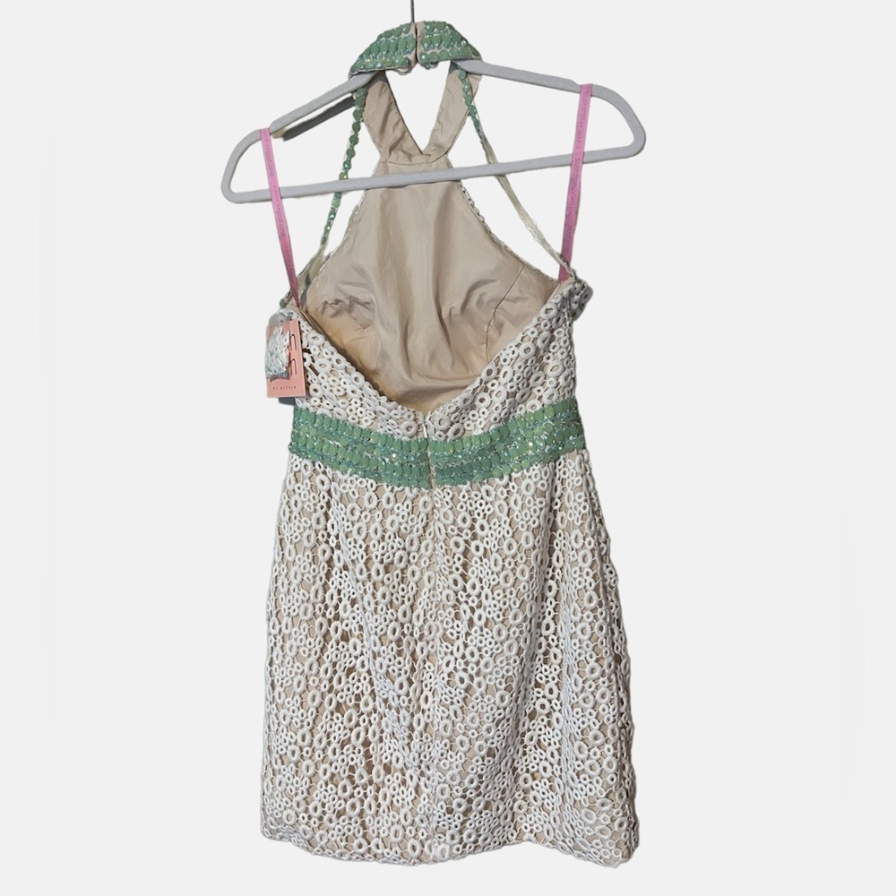 Blush Prom Crochet Jeweled Collared Mini Dress NWT - Picture 2 of 9